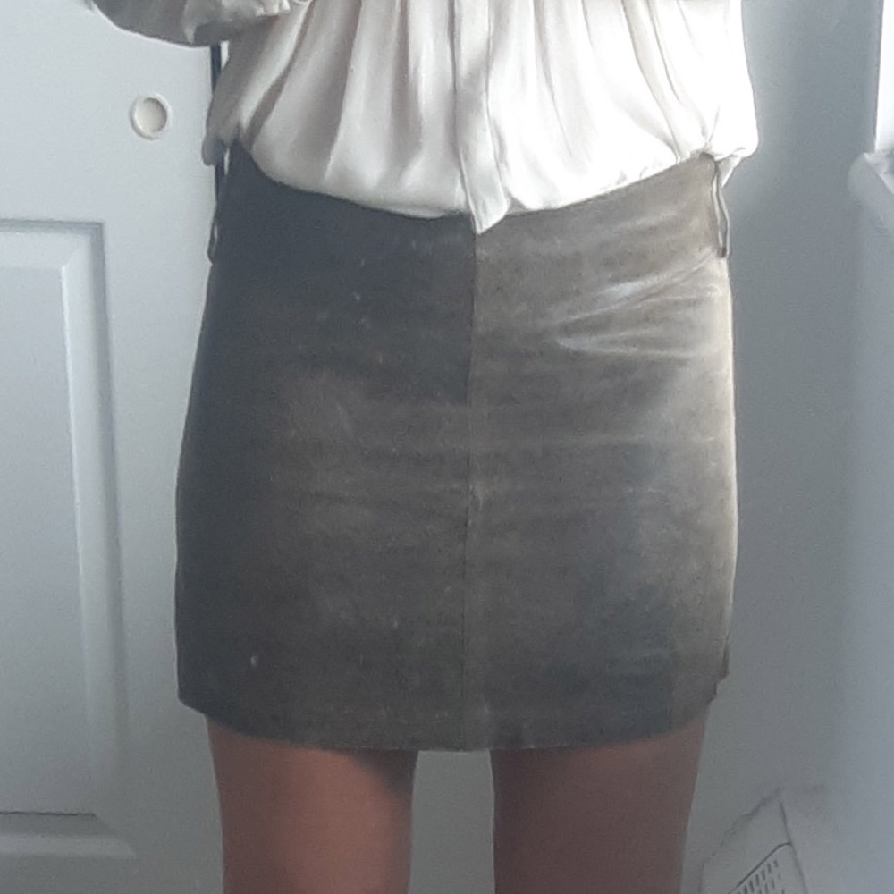 Distressed Genuine leather mini skirt- AnneX